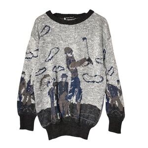 Harry Rosen Vintage Golf Sweater Wool Alpaca Blend Knit Crew Neck Men's Medium